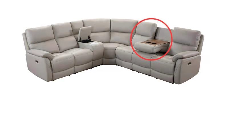 Charles - Full Cow Leather Sofa with console